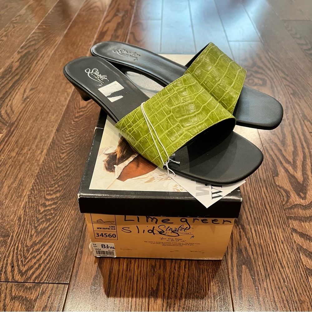 NWT {Starlet by Star Jones} Lime Mules, 8.5W